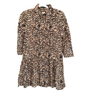 The Shirt By Rochelle Behrens The Drop Waist Shirt Dress Sz Small leopard print